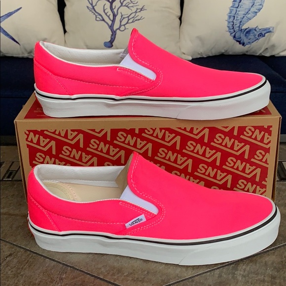 Vans Shoes - VANS CLASSIC SLIP ON NEON Knockout Pink/Tr Wht WMN